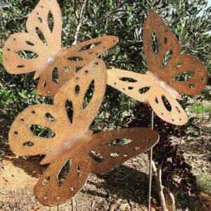 1 x Small Wall Butterfly, Metal Garden Art (h17cm x w20cm) - Metal Garden