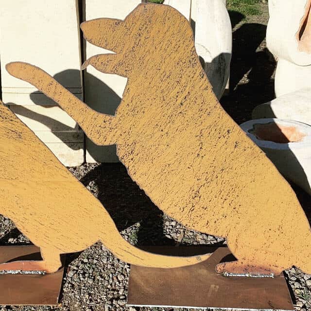 Metal Garden Dog Sculptures