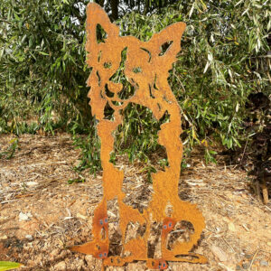 metal dog sculpture